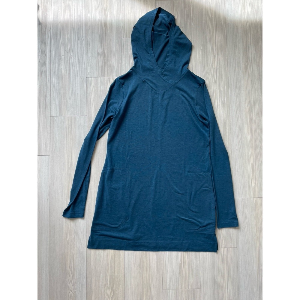 Duluth Trading Co Women's Lazy French Terry Dress Blue Opal, Size XS